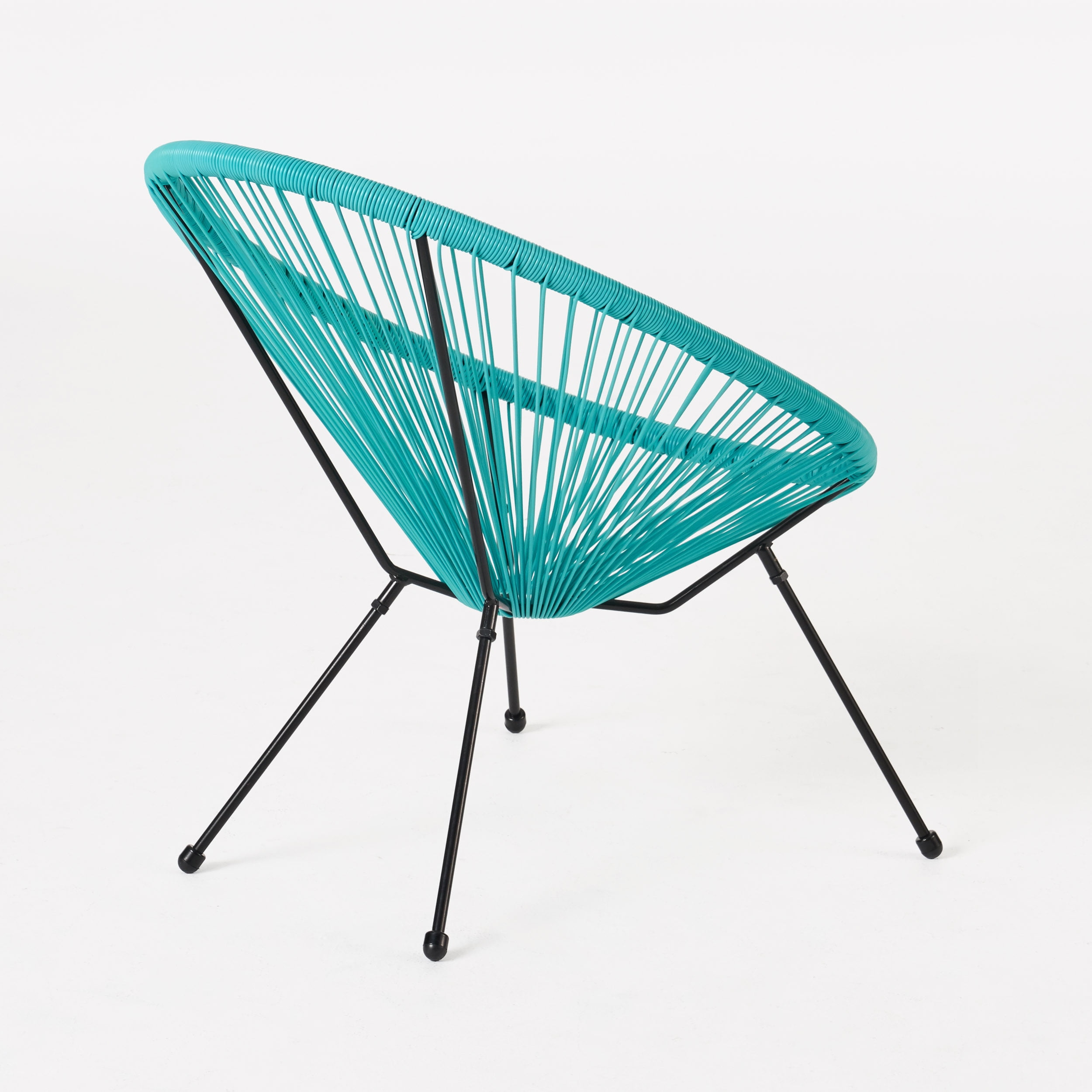 Euroco Rattan Patio Chairs Set of 2,Outdoor Woven Basket Club Chairs with Metal Frame for Living room Backyard Garden,All-weather Wicker,Teal