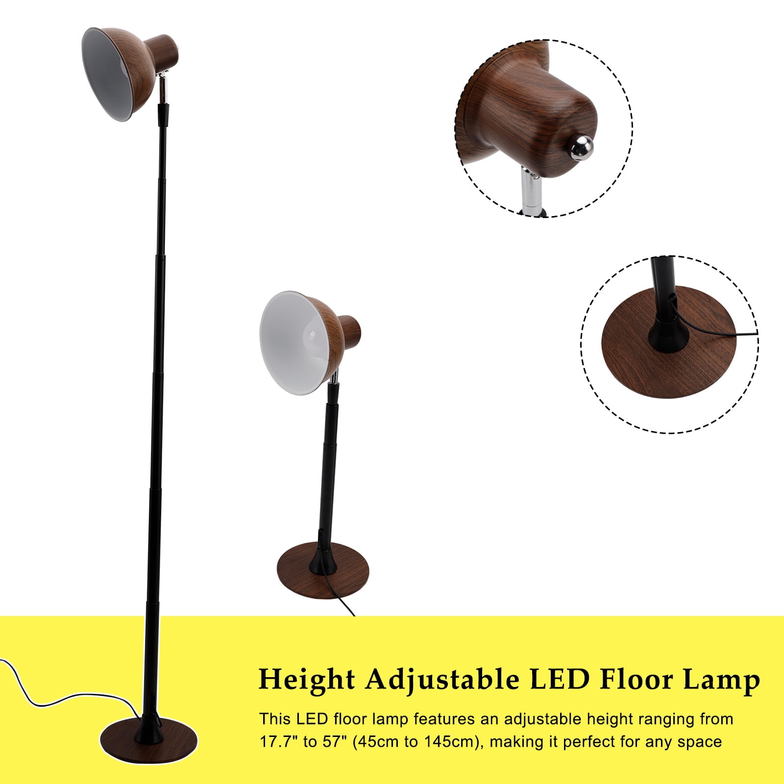 3-Color Dimmable LED Floor Lamp, Adjustable Standing Light for Living Room, Black Finish(Walnut)
