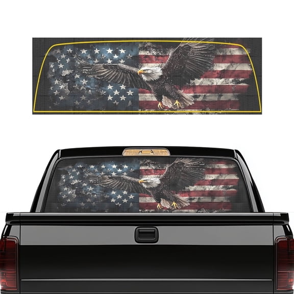 chaqlin Camo Rear Window Decals for Trucks - Back Window Decals Fit Most Pickup Trucks SUV, Back Window Decal for Car Personalized Decoration (66x22 in),American Eagle