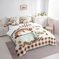 thumbnail image 3 of Homewish Kawaii Coffee Gnome Bedding Comforter Set 7 Pieces for Kids, Vintage Brown Plaid Buffalo Full Bedding Set, Happy Holiday Reversible Fitted Sheet Flat Sheet, Ultra Soft Bedroom Decor, 3 of 7