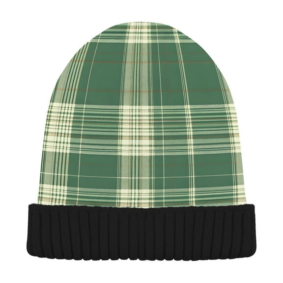 joogoo Vintage Art Checkered Beanie Hats Cuffed Winter Warm Knit Thick Beanies