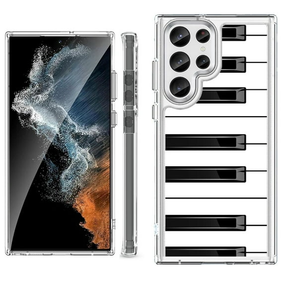Shockproof Bumper Phone Case for Samsung Galaxy S23 Ultra 5G, by OneToughShield ® - Piano Design