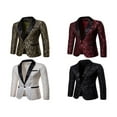 thumbnail image 3 of KEINXS Male Gold Jacquard Bronzing Floral Blazer Suit Men Single Button Jacket Wedding Party Stage Costume White L, 3 of 4