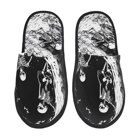 

Pofeuu Skeleton Wave Artwork Print EVA Fuzzy House super light Slippers Slippers Scuff Outdoor Indoor Warm Cozy Plush Bedroom Shoes Soft Flat Comfy Anti-Slip-Medium