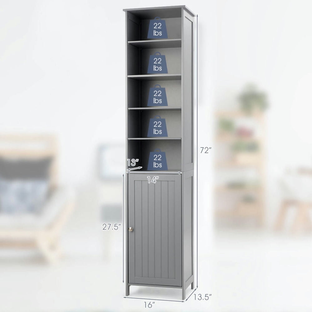 Finihen Bathroom Storage Cabinet, Bathroom Floor Cabinet, 72 Inches Free Standing Tall Floor Bathroom Storage Cabinet, for Bathroom, Living Room, Bedroom, Kitchen, Gray Finihen Bathroom Storage Cabinet, Bathroom Floor Cabinet, 72 Inches Free Standing Tall Floor Bathroom Storage Cabinet, for Bathroom, Living Room, Bedroom, Kitchen, Gray