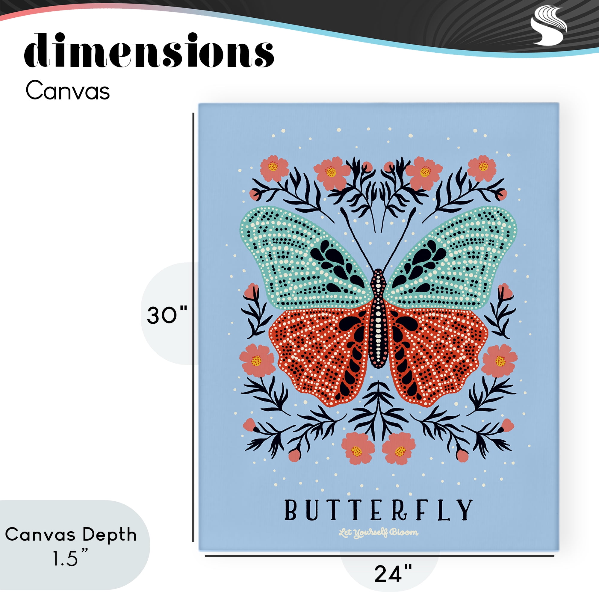 Stupell Industries Butterfly Symmetry on Blue Canvas Wall Art, design by Indira Prieto | IndySign