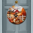 thumbnail image 2 of Thanksgiving Pug Pilgrim Grateful, Thankful, Blessed Fall Welcome Round Wood Sign Dog Lover Gifts Hanging Wall Home Decor - 00021, 2 of 5