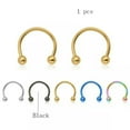 thumbnail image 5 of K-KED 1pc Stainless Steel U-shaped Ball Nose Ring Lip Hoop Rings Body Piercing Jewelry-Mixcolor-12mm, 5 of 9