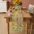 thumbnail image 2 of Sunflower Table Runner 72 Inches, Summer Eucalyptus Botanical Floral Brown Wooden Bed Runner Dresser Scarves Tabletop for Indoor Outdoor Parties/Ceremony/Banquet, 16" x 72", 2 of 9