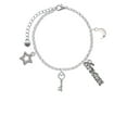thumbnail image 2 of Delight Jewelry Silvertone Open Heart Key Silvertone Dream Big Charm Bracelet, 7.5+2" Extender, 2 of 4