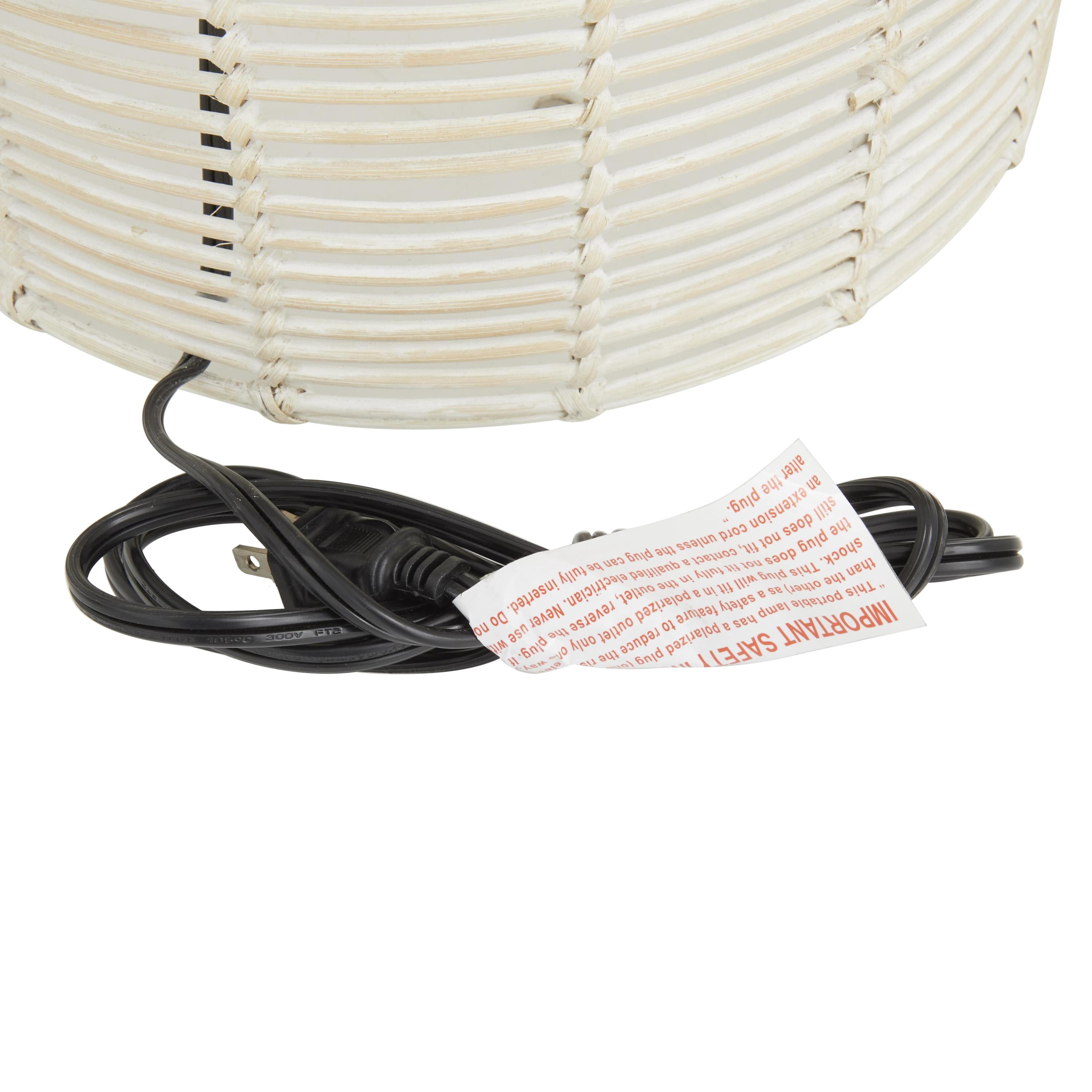 DecMode 25" Handmade Woven Beige Table Lamp with White Linen Shade