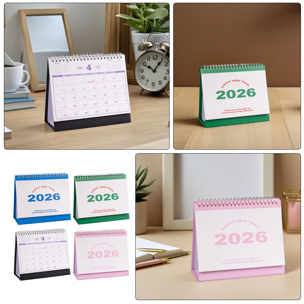 ELAYARD 4-Piece 2026 English Desk Calendar Set with Standing Design and Monthly Habit Tracker for Home & Office Use