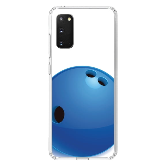 DistinctInk Clear Shockproof Hybrid Case for Galaxy S20 ULTRA / 5G (6.9" Screen) - TPU Bumper, Acrylic Back, Tempered Glass Screen Protector - Blue Bowling Ball