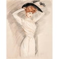 thumbnail image 2 of Paul César Helleu 12x14 Black Ornate Wood Framed Double Matted Museum Art Print Titled: An Elegant Lady Wearing a Hat, 2 of 5