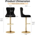 thumbnail image 3 of Westice Velvet Swivel Bar Stools Set of 4 with Tufted Back & Gold Base, Black, 3 of 9