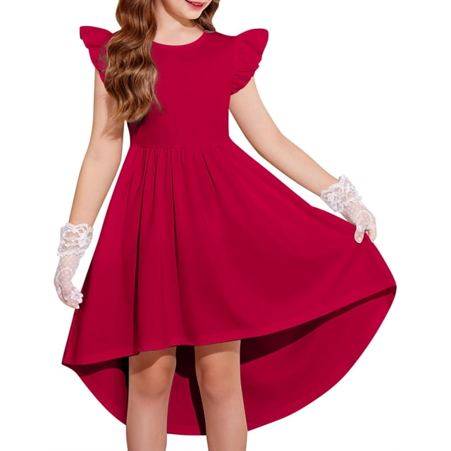 Vestido Arshiner para fiesta de San Valentín para niñas de 7 a 8 años, color rojo