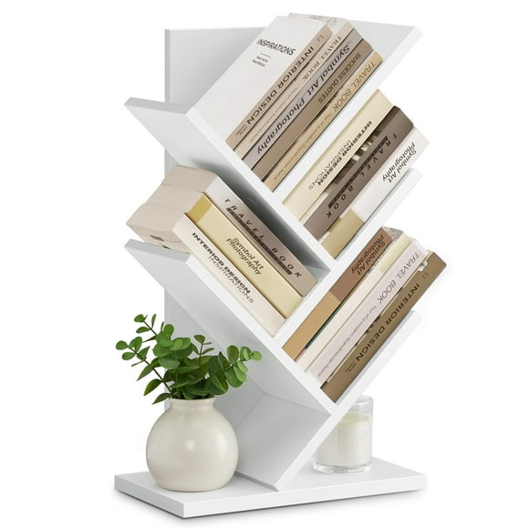 VASAGLE Bibliothèque Arbre 5 Niveaux Petite Étagère d'Angle Gain de Place pour Livres CDs Jeux pour Chambre Salon Bureau à Domicile Nuage Blanc ULBC183T14