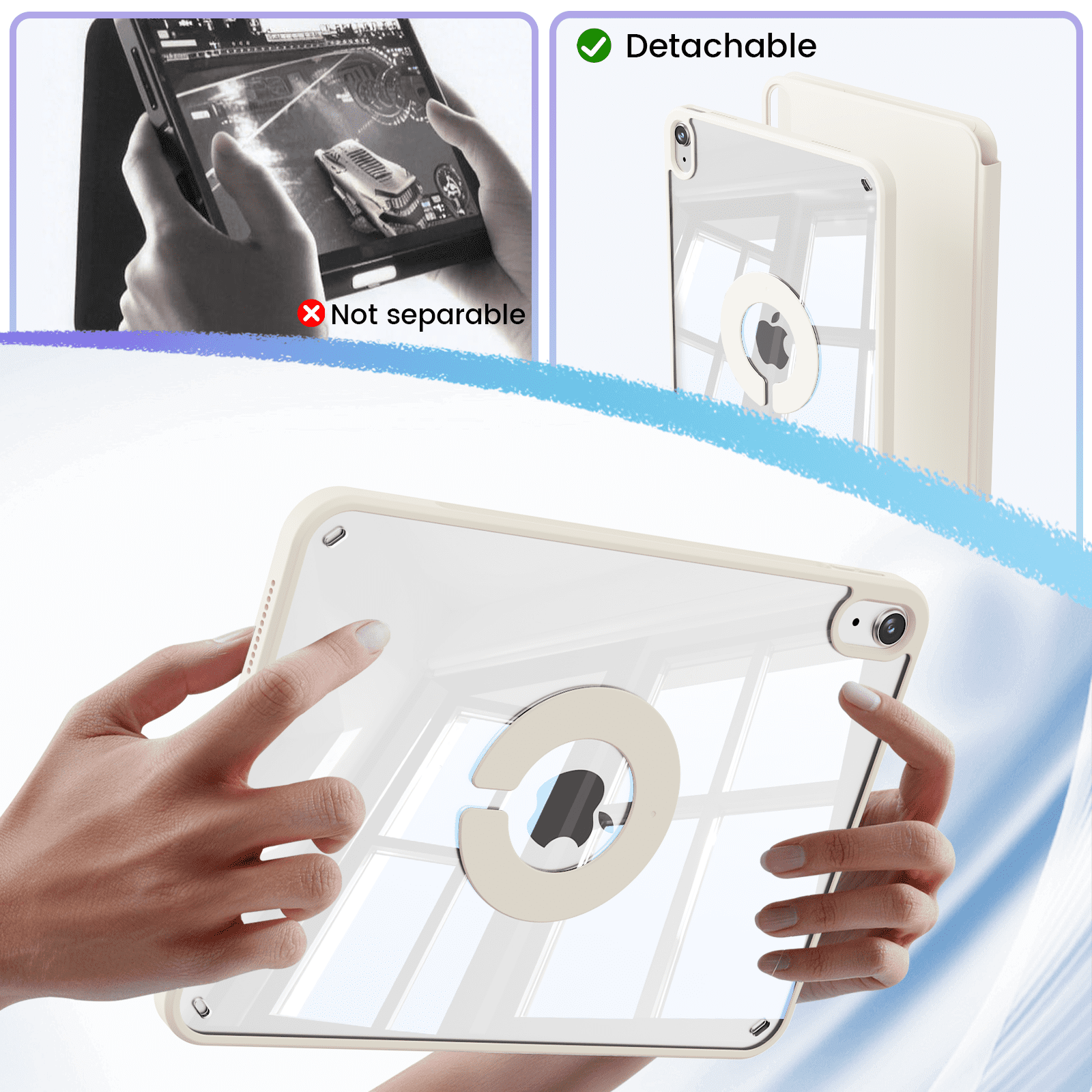 KVTVOU Case for iPad (A16) 11th Generation 11 Inch 2025, iPad 10th Generation 10.9 inch 2022 with Pencil Holder, Auto Wake-Sleep,Clear Acrylic Back Shell, Magnetic attraction increases,White