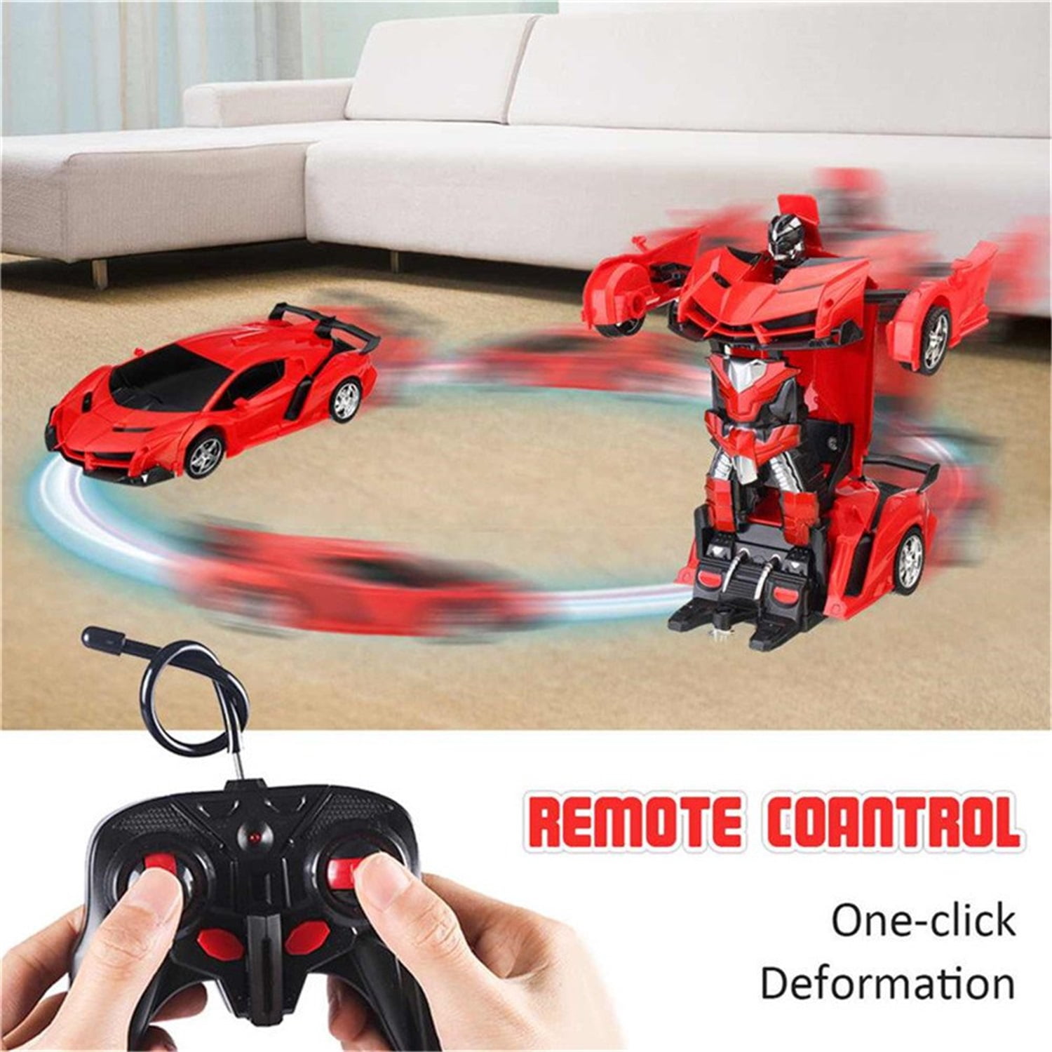 CIPACHO RC Stunt Car Romote Control Truck, 1/18 Scale Transforming Sports Car Toys w/ 1 Button Transformation for Kids, Red CIPACHO RC Stunt Car Romote Control Truck, 1/18 Scale Transforming Sports Car Toys w/ 1 Button Transformation for Kids, Red
