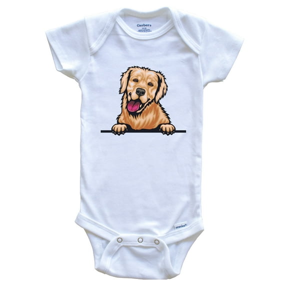 Golden Retriever Dog Breed Cute Baby Bodysuit v4, 0-3 months white