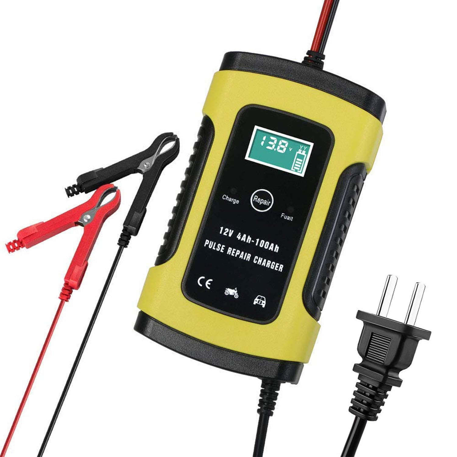 12V 6A Battery Smart Trickle Charger For Car Motorcycle AGM GEL WET