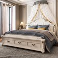 thumbnail image 4 of American Type Double Bed Master Bedroom Modern Contracted Wedding Bed Wooden Furniture European Type 1.8 Meters Princess Bed My Lux Decor Round, 4 of 10