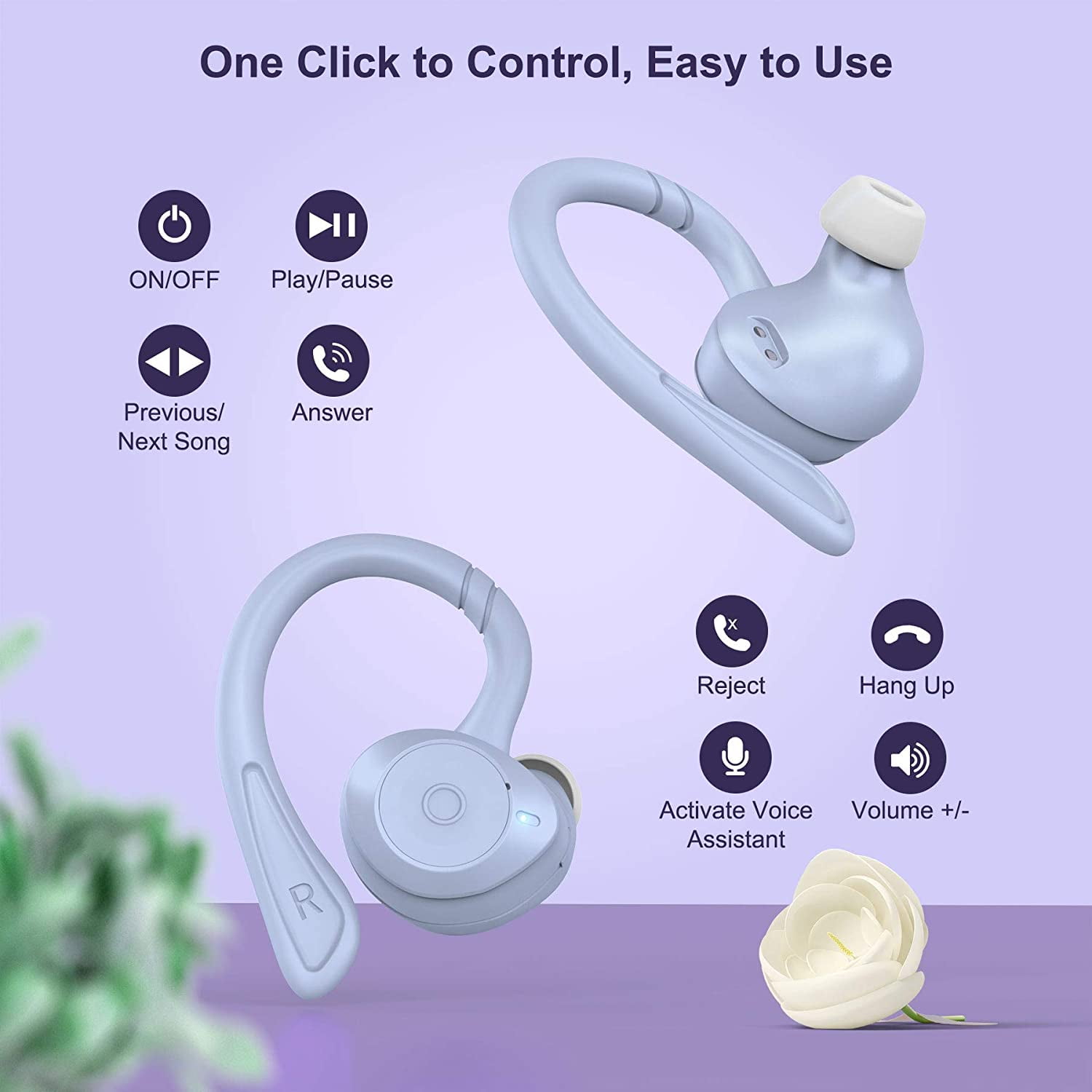 COMISO Wireless Earbuds, Bluetooth Headphone in-Ear with Microphone, HI-FI Stereo Sound, Clear Call, Ultra-Low Latency Gaming Earphones with C並行輸入
