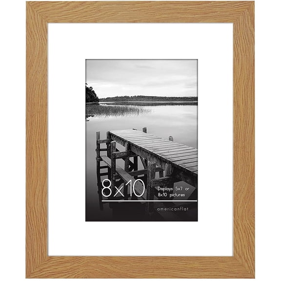 Americanflat 8x10 Picture Frame in Dark Oak - Use as 5x7 Picture Frame with Mat or 8x10 Frame Without Mat - Engineered Wood Photo Frame with Shatter-Resistant Glass and Easel for Wall and Tabletop