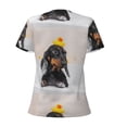 thumbnail image 4 of Naloa Dachshund Sitting in Bathtub Print T-Shirts Short Sleeve V Neck Tees for Women Fashion Tops Trendy Lightweight Soft Casual Summer Outfits Clothes, 4 of 5