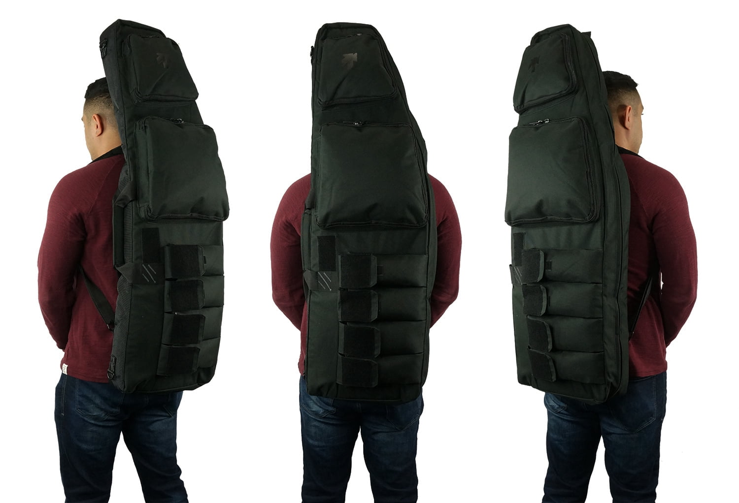 Heavy Duty Double Rifle Storage Case Lockable Gun Soft Sided Carrier Bag Dual Padded Shoulder Straps 4 Large Pouches Front Pockets Black