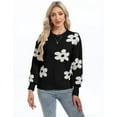 thumbnail image 3 of Flower Sweaters for Women Elegant Floral Printed Crew Neck Sweater Loose Cute Puff Sleeve Junior Back to School Pullover Sweater Shermie, 3 of 6