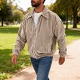 thumbnail image 5 of Men's Vintage Corduroy Casual Long-Sleeve Pocket Jacket, Khaki, XXXL, 5 of 6