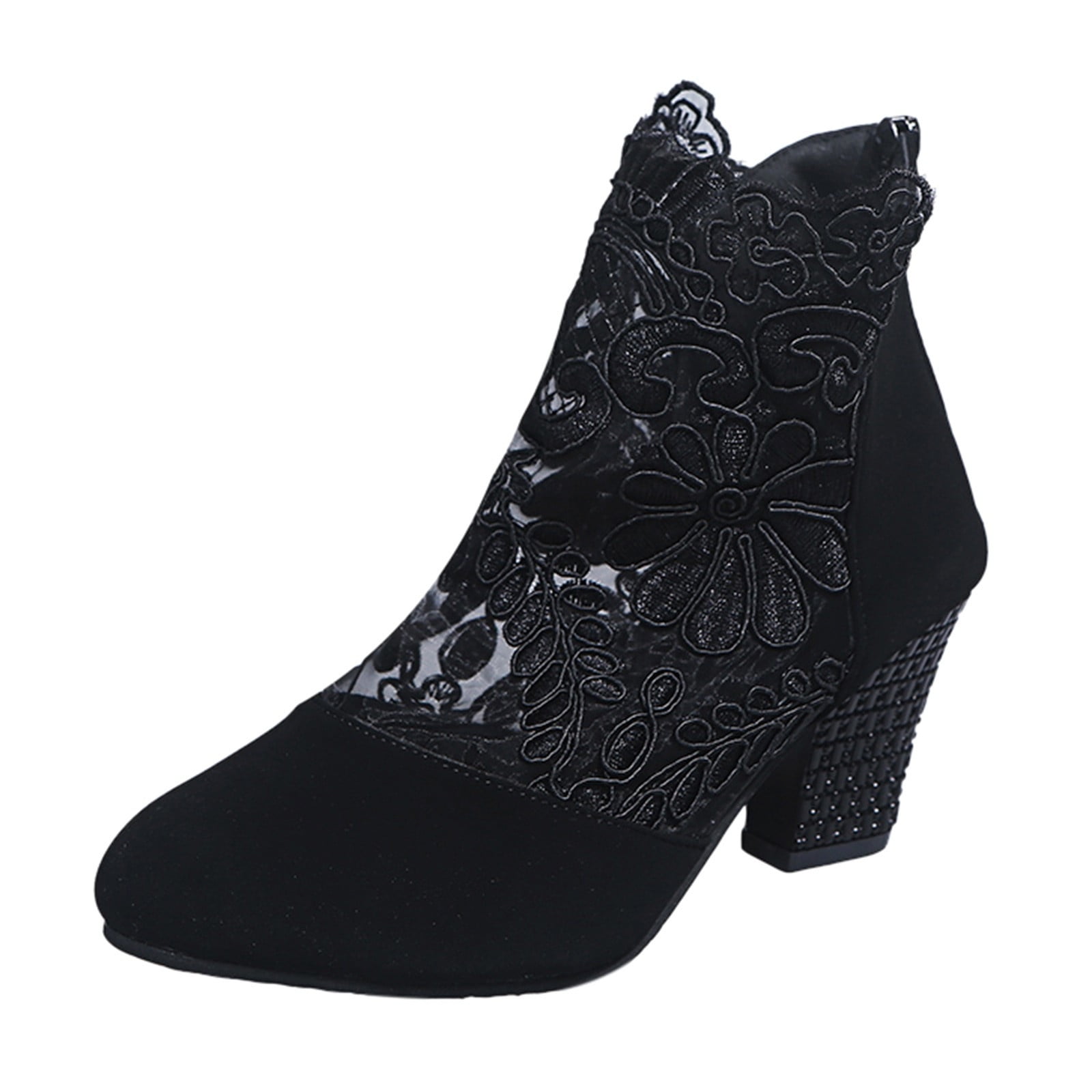 Ankle Boots for Women Dressy Sexy Short Dress Boots Sheer Lace and ...