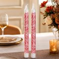 thumbnail image 4 of 10 Inch Red Rose Print Taper Candles, 2 Pcs Long Decorative Candles for Wedding Banquet Table Decor, Vintage Romantic Wax Candles for Dinner Party Home Decor, 4 of 7