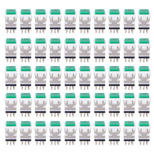 50Pcs Bouton Interrupteur avec Réinitialisation Instantanée Automatique en Plastique Vert Momentané Mini-Poussoir (5V)