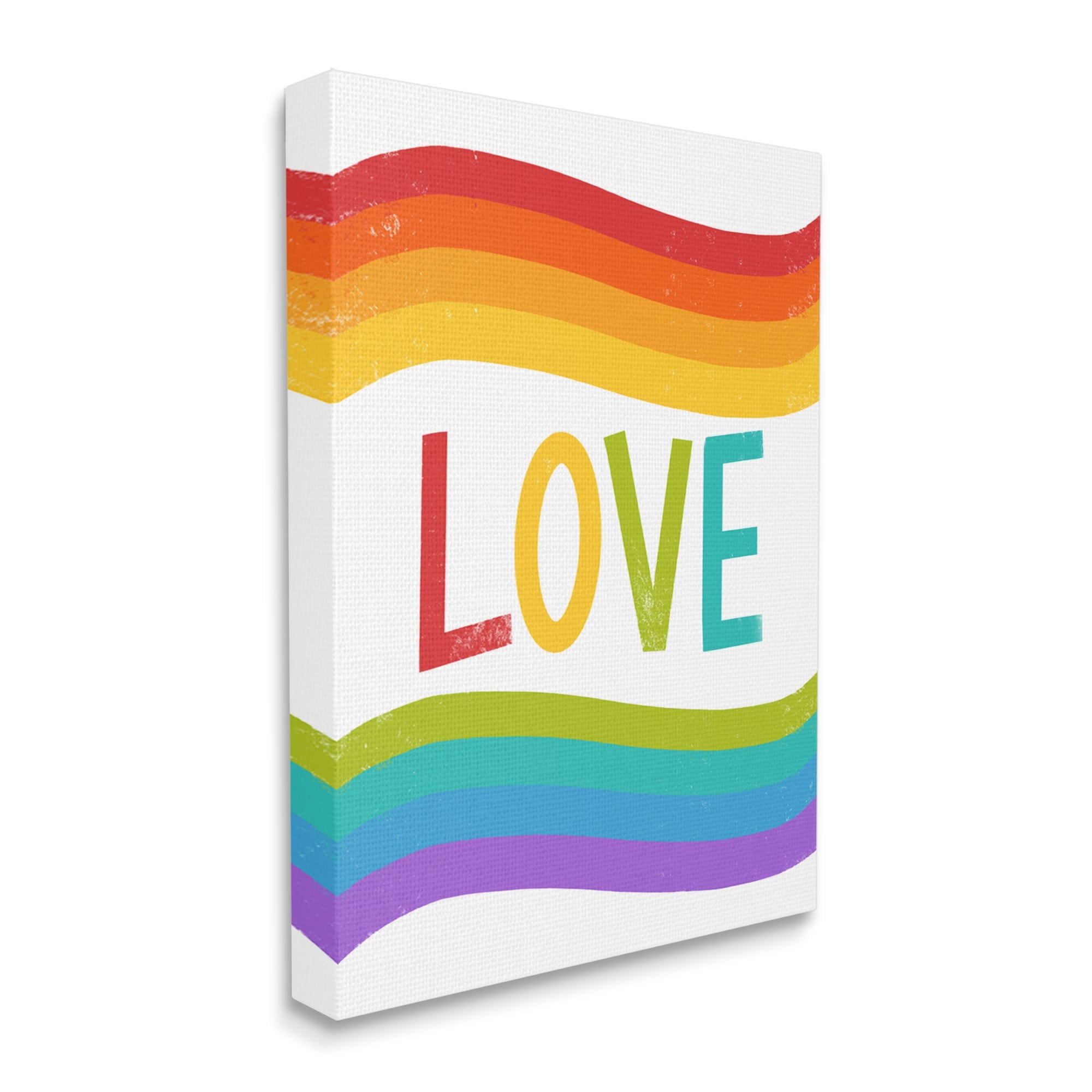 Stupell Industries Rainbow Love Pride Stripes Holiday Painting Gallery Wrapped Canvas Print Wall Art