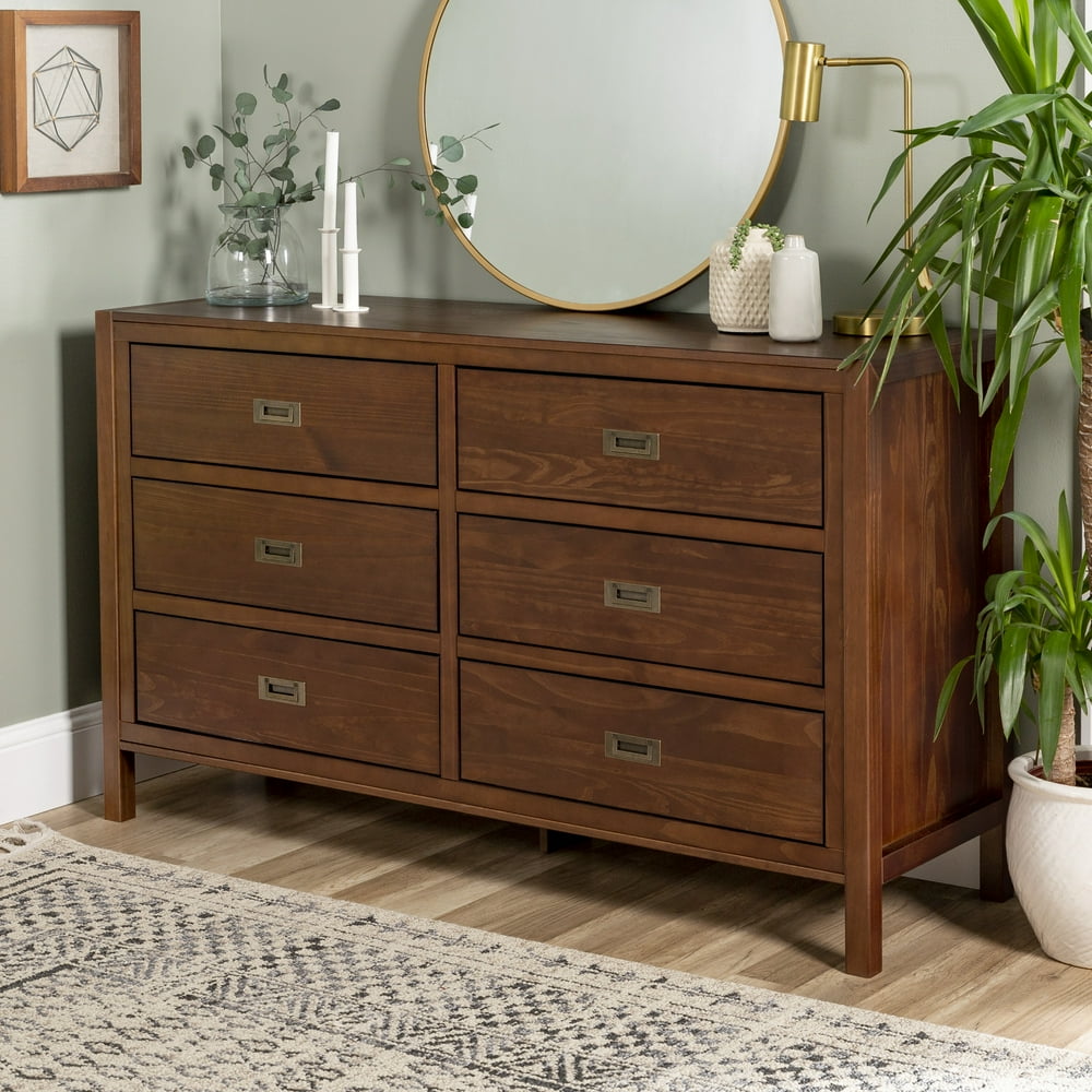 Annabelle Six Drawer Solid Wood Walnut Dresser by Chateau Lyon