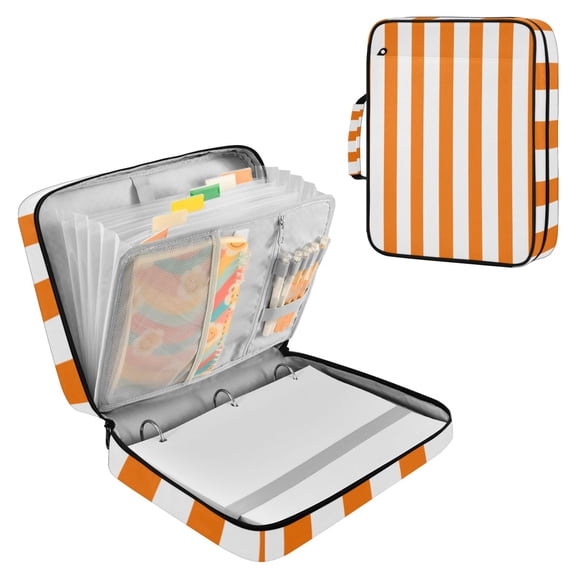 Orange-white Stripes Accordion File Organizer Expanding File Folder 3-Ring Binder Bag 500 Sheets A4 Size