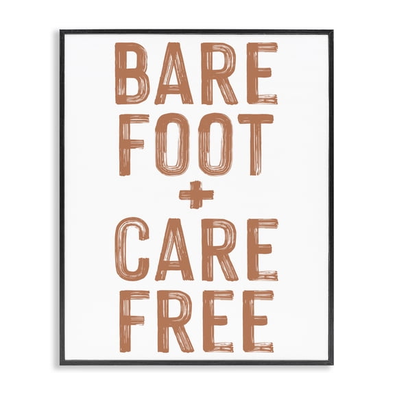 Barefoot Carefree Summer Sentiment Black Framed Giclee Art, design by Lettered and Lined