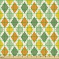 thumbnail image 2 of Ambesonne Retro Fabric by the Yard Upholstery, Classic Checkered Striped, 1 Yard, Marigold Green Cream, 2 of 5