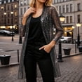 thumbnail image 2 of Rggeeun Lightweight Cardigans for Women Long Cardigans Open Front Long-Sleeve Outerwear Soft Casual Sequins Clothes Everyday Wear Cozy,Black,M, 2 of 5
