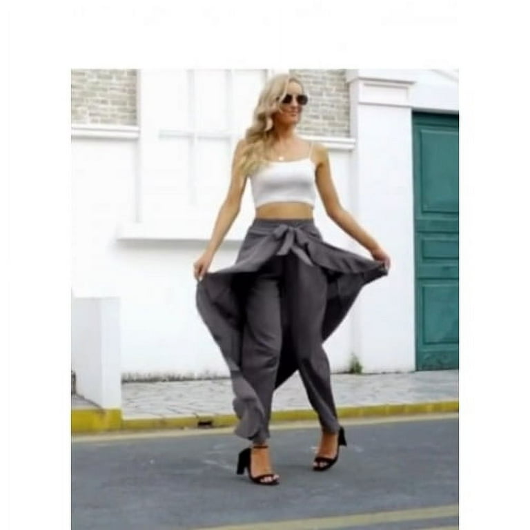 Trending High Rise Pants with Wrap Around Waterfall Skirt Trending High Rise Pants with Wrap Around Waterfall Skirt