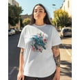 thumbnail image 3 of T Shirts for Women Short Sleeve Cotton Crewneck T-Shirt, Turquoise Sea Turtle Pink Flowers Tee Tops Casual Basic T-Shirts, XS-5XL White 3XL, 3 of 7