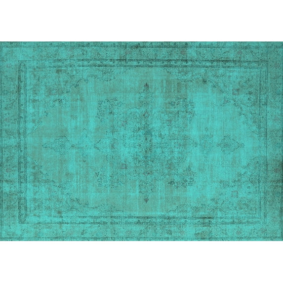 Ahgly Company Indoor Rectangle Oriental Turquoise Blue Industrial Area Rugs, 4' x 6'