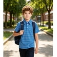 thumbnail image 2 of Aideaone Boys Polo Shirt Stripe Casual Short Sleeve Shirts for Boys Size 5-14T, 2 of 6