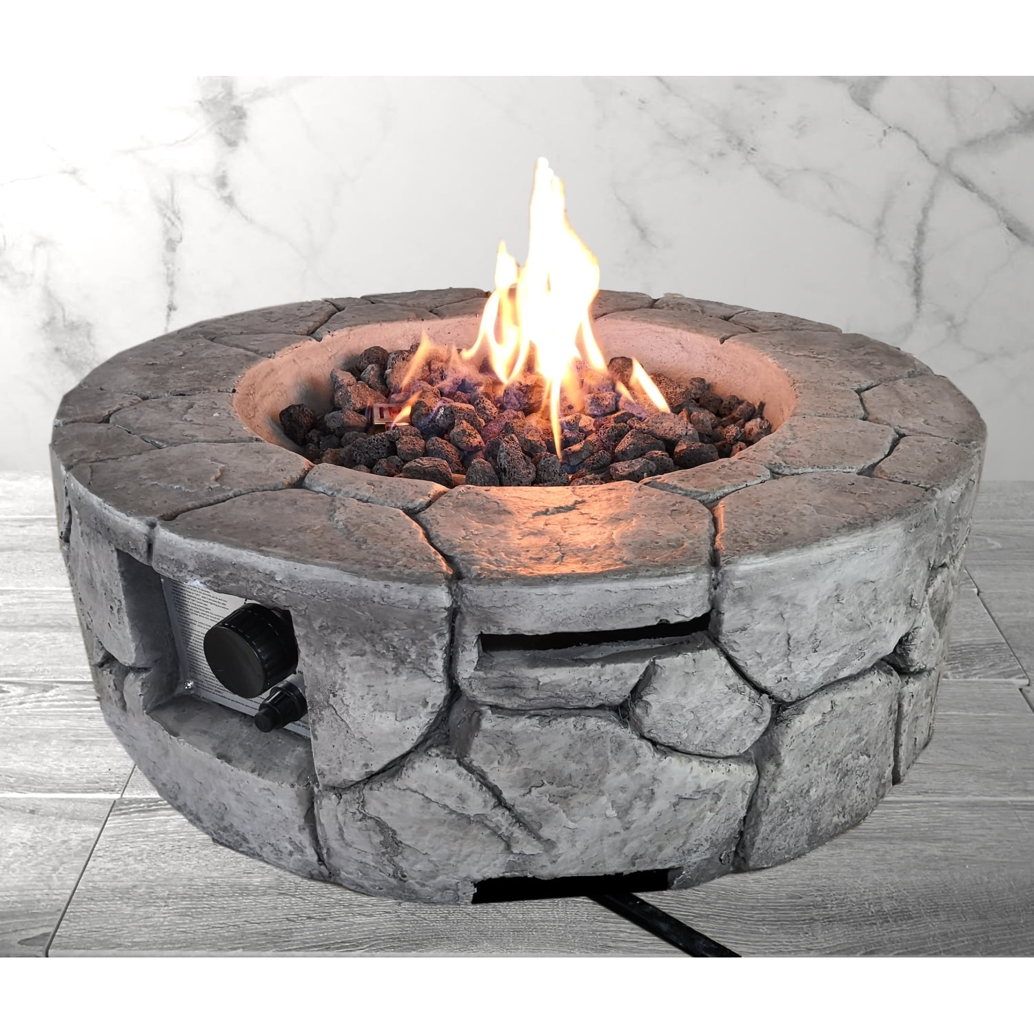 E-Western 9-Inch High x 28-Inch Wide Fiber Reinforced Concrete Outdoor Fire Pit for Garden Patio Maintenance and Camping