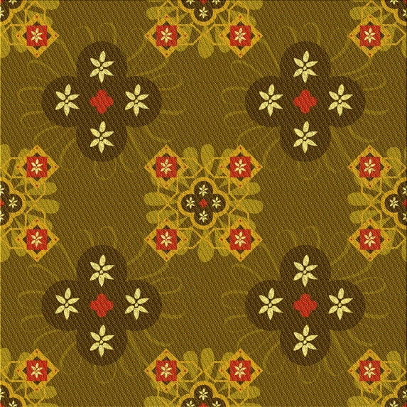 Ahgly Company Machine Washable Indoor Square Transitional Red Brown Area Rugs, 7' Square