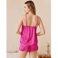 thumbnail image 3 of Ekouaer Silk Pajamas Set for Women Satin Camisole Sleepwear Lingerie V-Neck Cami Top and Shorts Pjs, 3 of 6