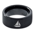 thumbnail image 2 of Tungsten Sail Cruiser Speed Boat 2d Art Band Ring 9mm Men Women Comfort Fit Black Flat Cut Brushed Polished, 2 of 4