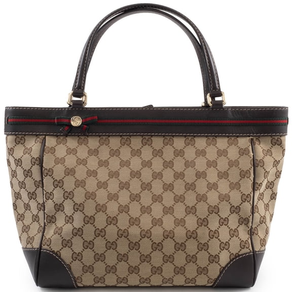 Pre-Owned Gucci Mayfair handbag 257061 GG canvas leather beige brown Sherry line Princy